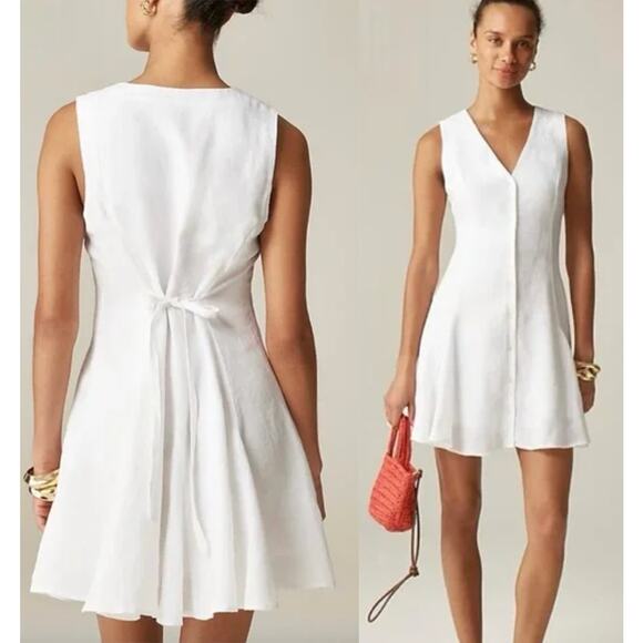 J.Crew | NWT Marilyn Linen mini dress in White | Sz 12 - Picture 1 of 10